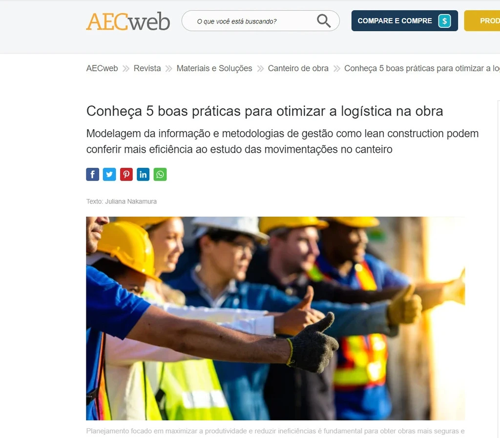 Portal AEC Web: Conheça 5 boas práticas para otimizar a logística na obra