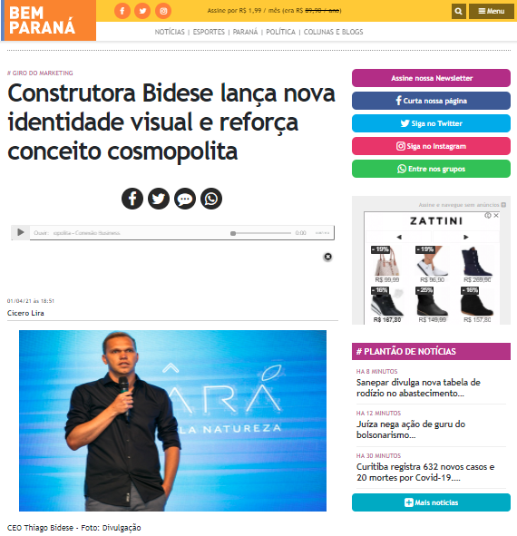 Bem Paraná - "Construtora Bidese lança nova identidade visual e reforça conceito cosmopolita"