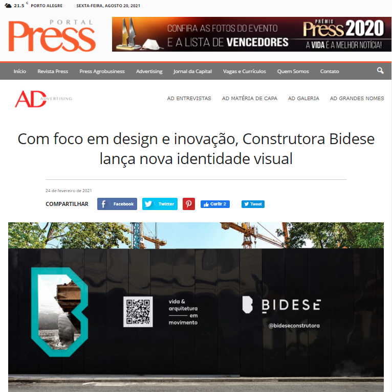 Revista Press - "Com foco em design e inovação, Construtora Bidese lança nova identidade visual"