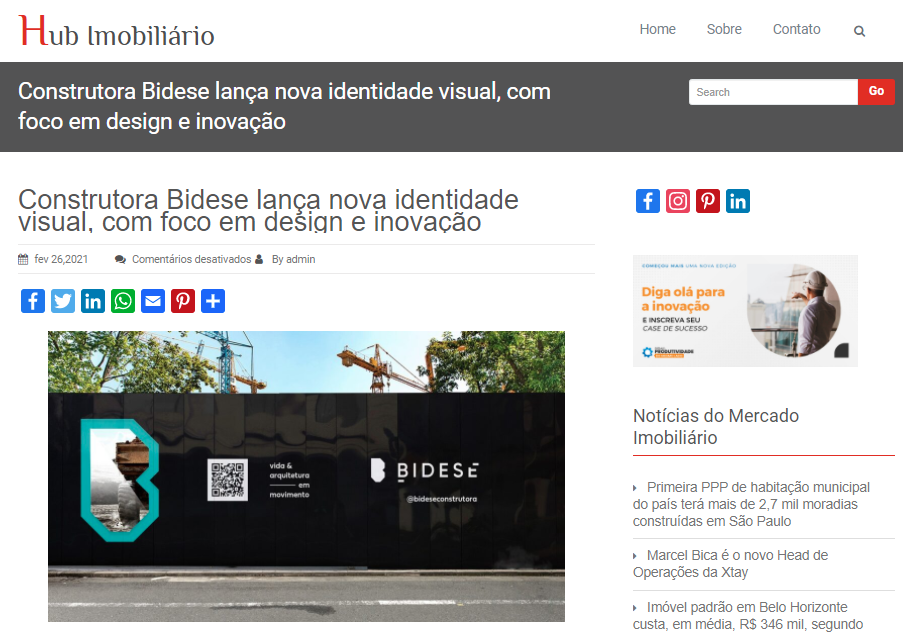Hub Imobiliário - "Construtora Bidese lança nova identidade visual, com foco em design e inovação"