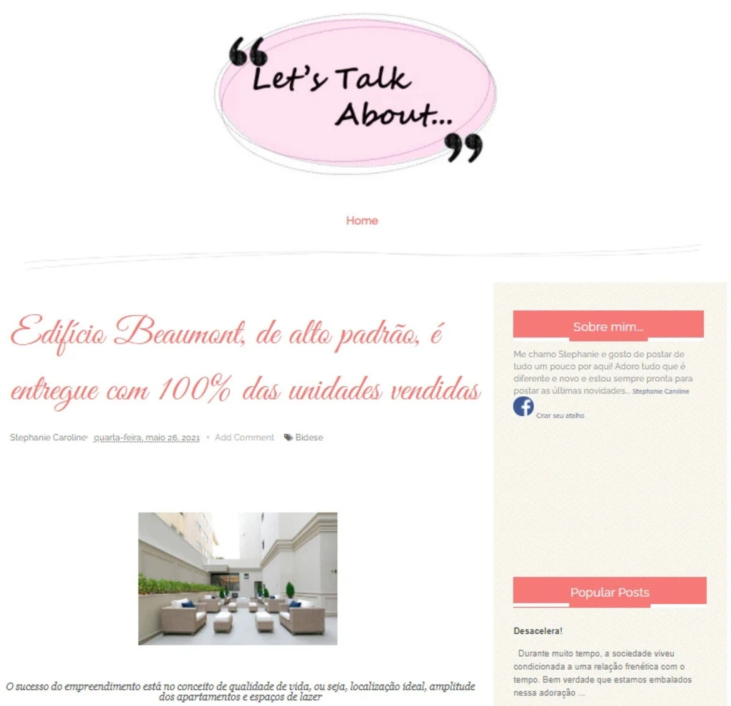 Let's Talk About - "Edifício Beaumont, de alto padrão, é entregue com 100% das unidades vendidas"